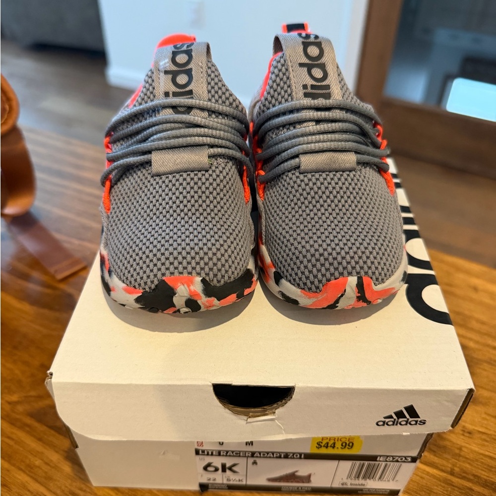 Adidas Kids Gray and Orange Sneakers